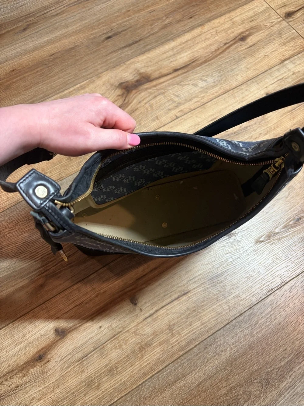 vintage Y2K-era Dooney & Bourke Signature Monogram Hobo Shoulder Bag